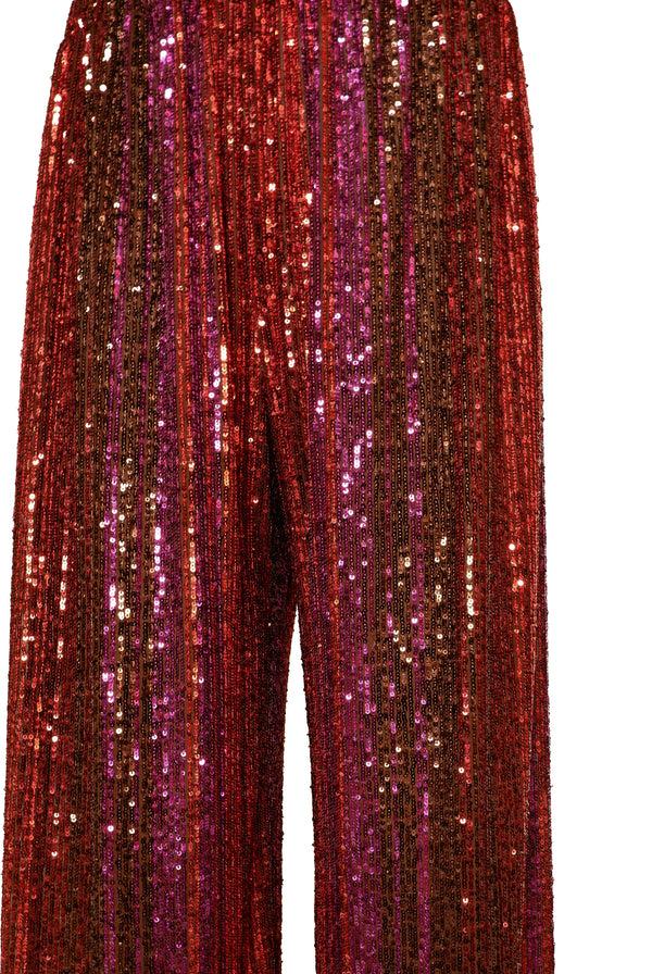 Naeem Khan STRETCH SEQUIN WIDE LEG PANT
