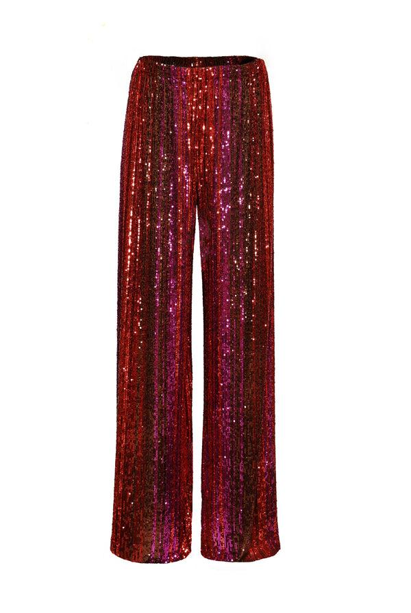 Naeem Khan STRETCH SEQUIN WIDE LEG PANT