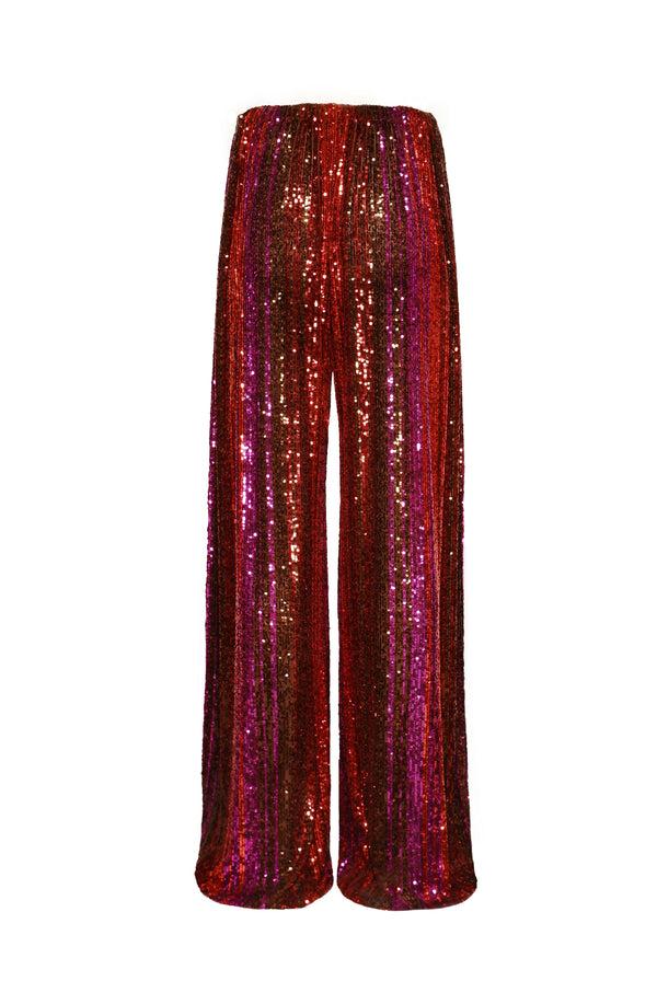 Naeem Khan STRETCH SEQUIN WIDE LEG PANT