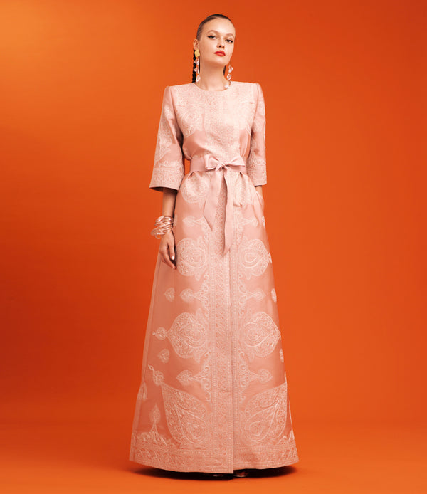 naeem khan THREAD WORK FLOOR LENGTH COAT