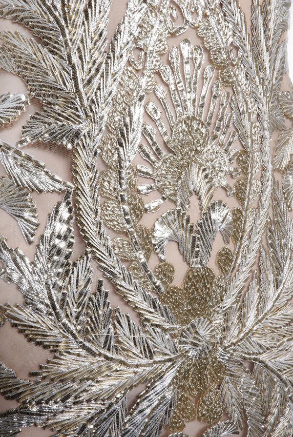 Naeem Khan Thread Work Short Sleeve Dress