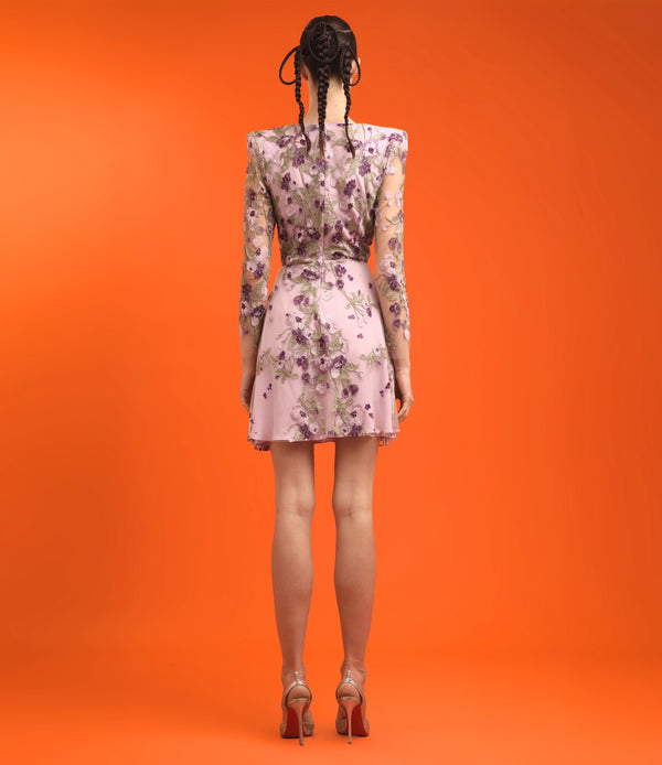 Naeem Khan V NECK FLORAL DRESS