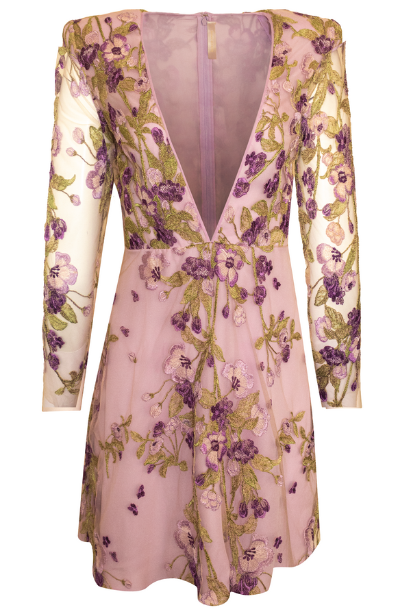 Naeem Khan V NECK FLORAL DRESS