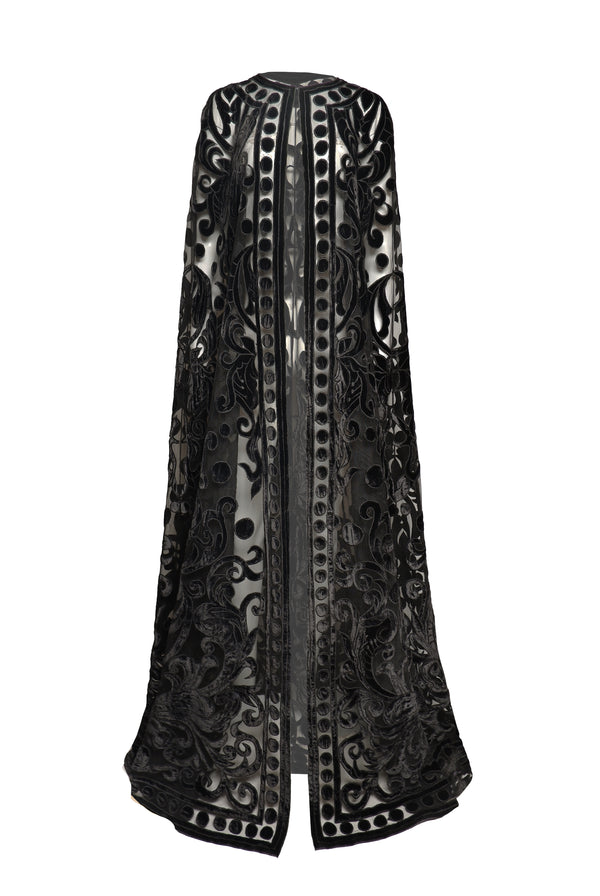 Naeem Khan VELVET EMBROIDERED CAPE