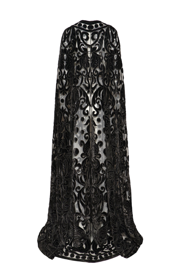 Naeem Khan VELVET EMBROIDERED CAPE