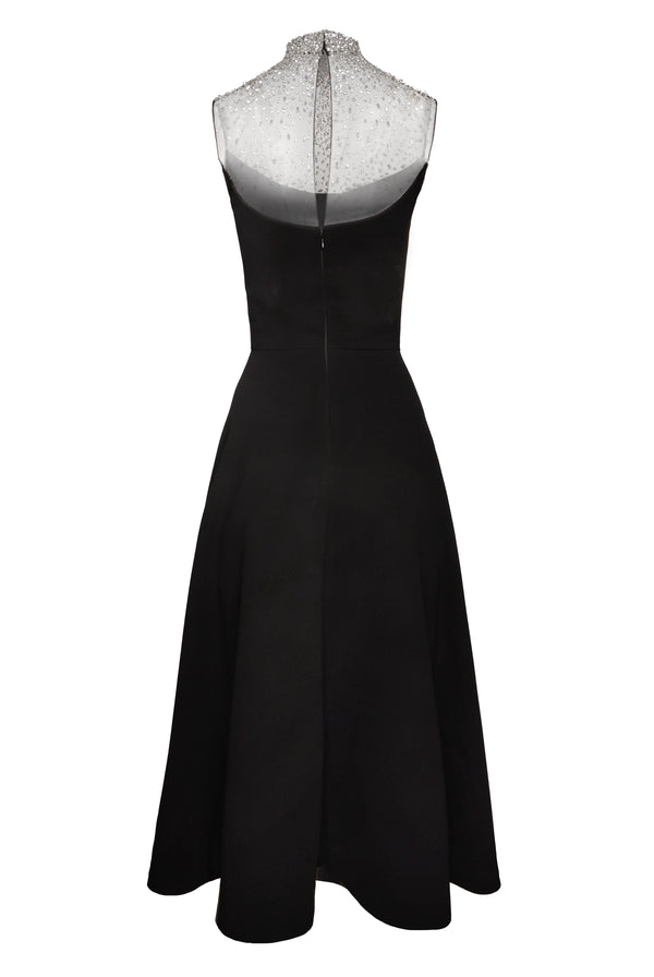 Naeem Khan OMBRE BEADED NECKLINE SLEEVELESS TEA-LENGTH DRESS