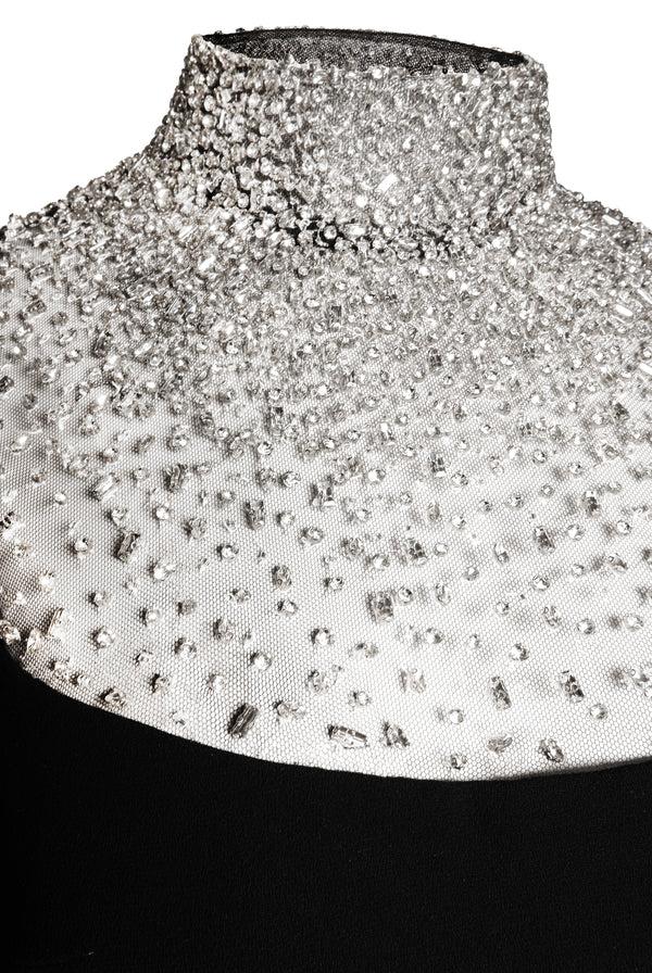 Naeem Khan OMBRE BEADED NECKLINE SLEEVELESS TEA-LENGTH DRESS