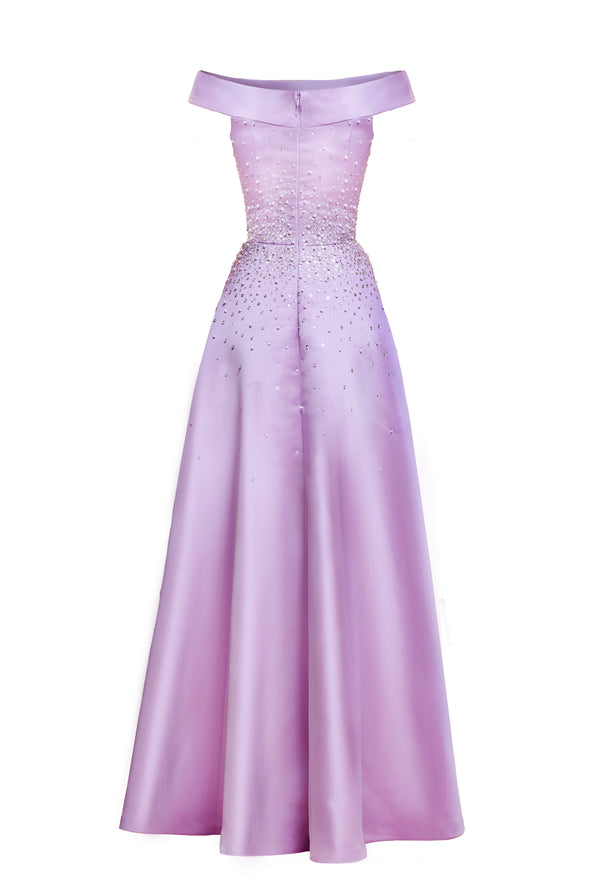 Naeem Khan PEARL EMBELLISHED OFF-THE- SHOULDER BALLGOWN