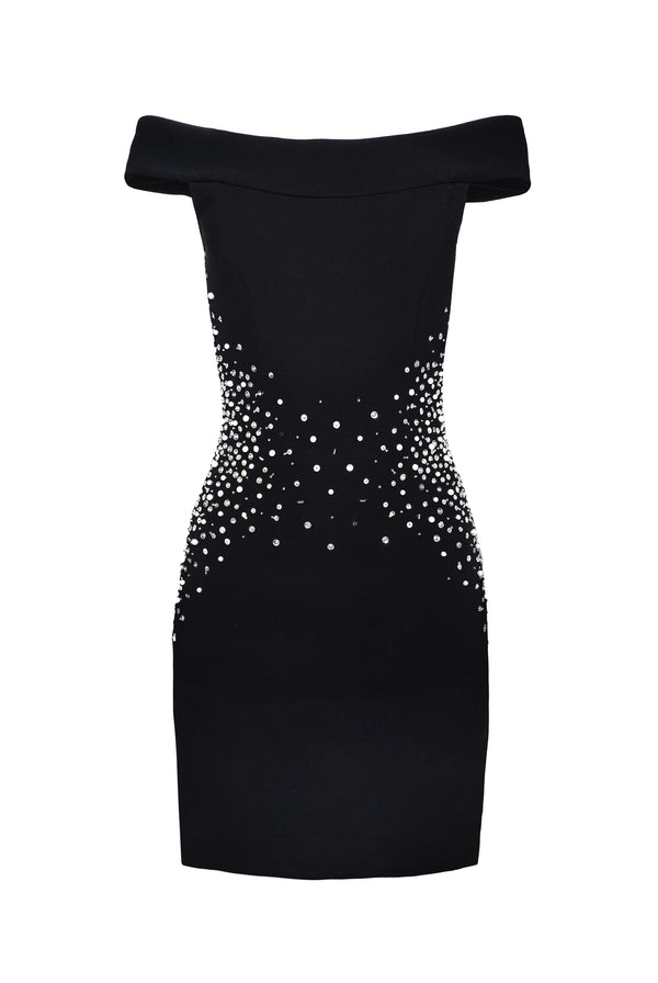 Naeem Khan PEARL EMBELLISHED OFF-THE-SHOULDER DRESS