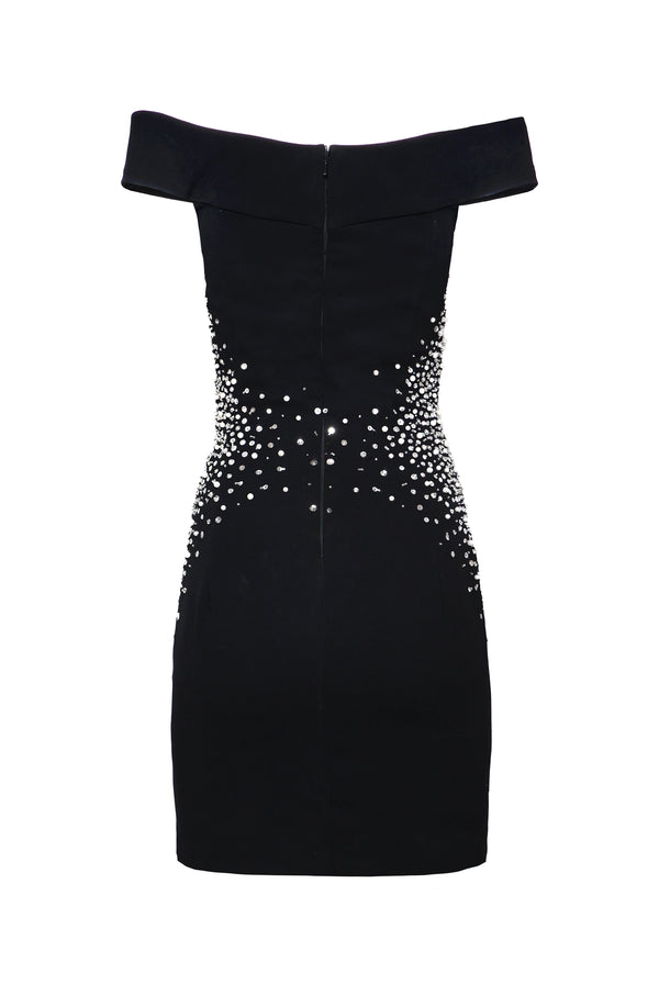 Naeem Khan PEARL EMBELLISHED OFF-THE-SHOULDER DRESS