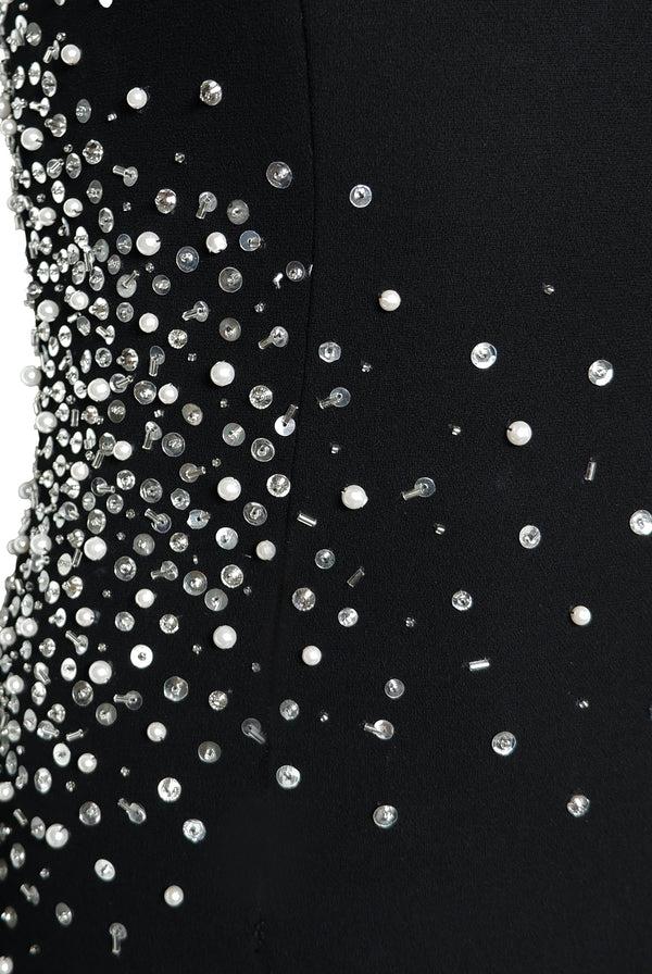 Naeem Khan PEARL EMBELLISHED OFF-THE-SHOULDER DRESS