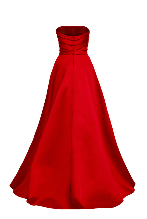 Naeem Khan STRAPLESS DRAPED BODICE OVERSKIRT BALLGOWN