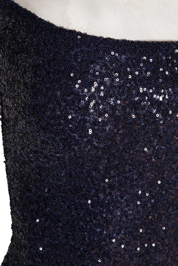 Naeem Khan STRETCH SEQUIN ILLUSION NECKLINE COLUMN GOWN