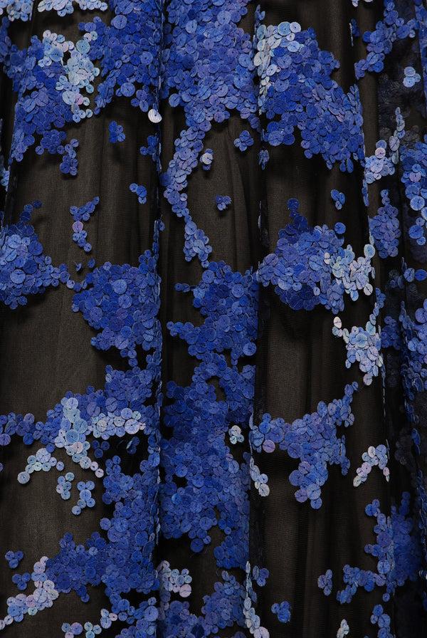 Naeem Khan VELVET EMBELLISHED GOWN WITH LONG SLEEVES