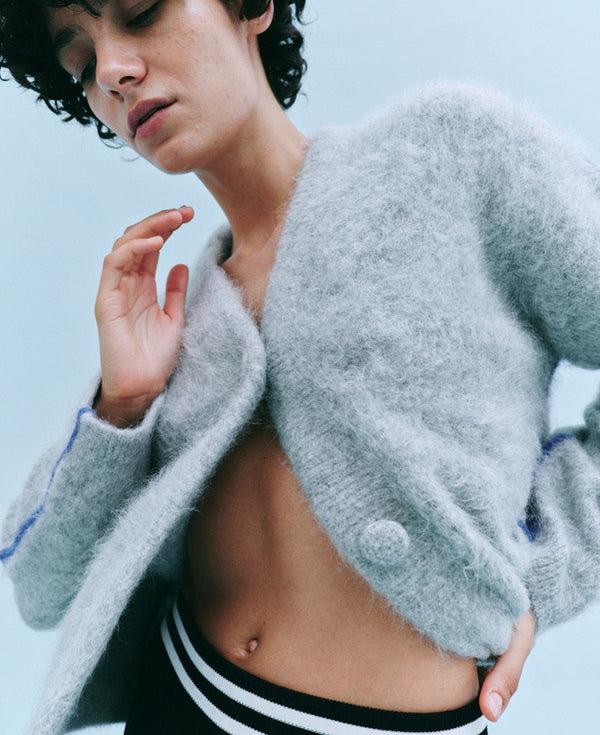 Nagnata BRUSHED ALPACA CARDIGAN GREY MARL