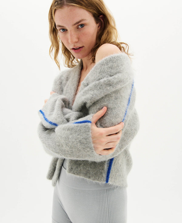 Nagnata BRUSHED ALPACA CARDIGAN GREY MARL