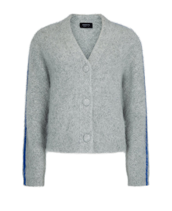 nagnata BRUSHED ALPACA CARDIGAN GREY MARL