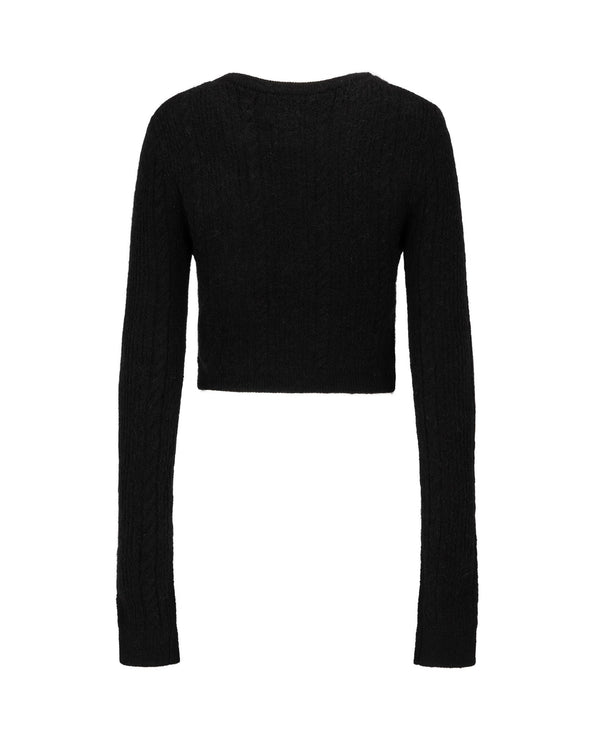 Nagnata CABLE KNIT WOOL CARDIGAN BLACK