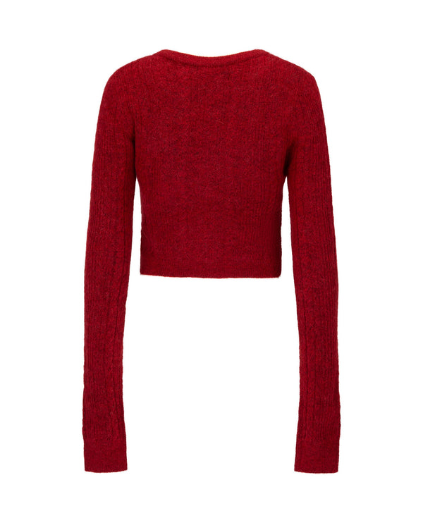 Nagnata CABLE KNIT WOOL CARDIGAN CRIMSON