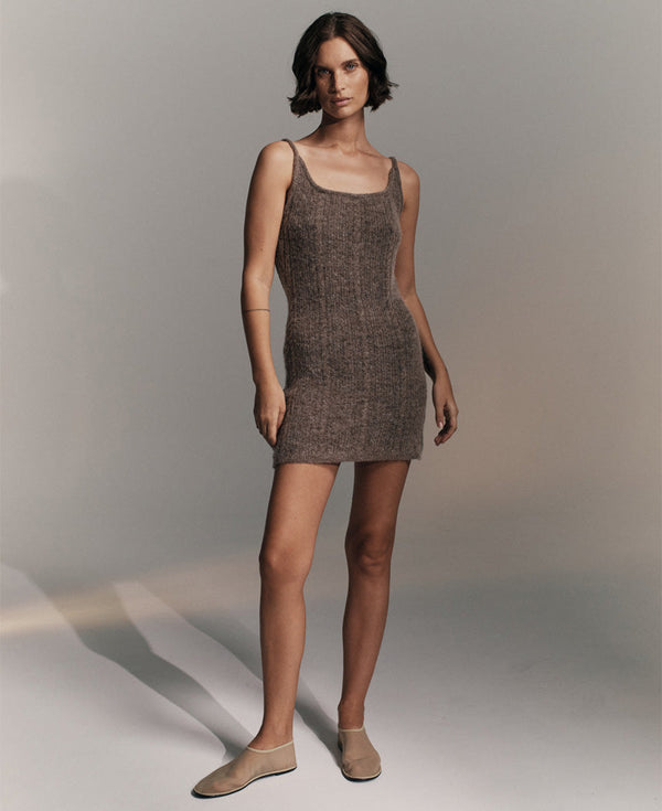 Nagnata CABLE KNIT WOOL DRESS FAWN