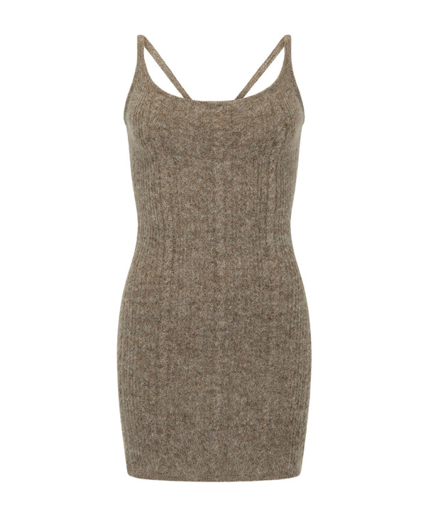nagnata CABLE KNIT WOOL DRESS FAWN