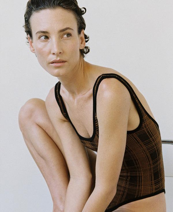Nagnata CHECK-BACK BODYSUIT BLACK | BRONZE