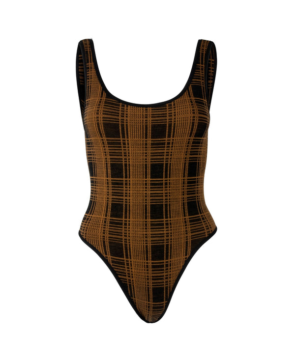 nagnata CHECK-BACK BODYSUIT BLACK | BRONZE