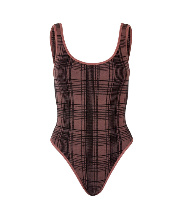 nagnata CHECK-BACK BODYSUIT BLUSH | BLACK