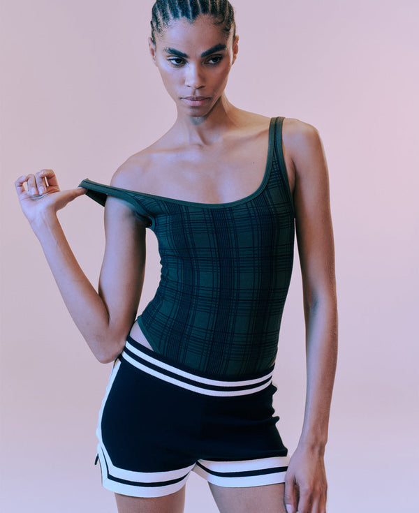 Nagnata CHECK-BACK BODYSUIT MOSS | BLACK