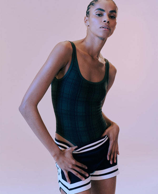 Nagnata CHECK-BACK BODYSUIT MOSS | BLACK