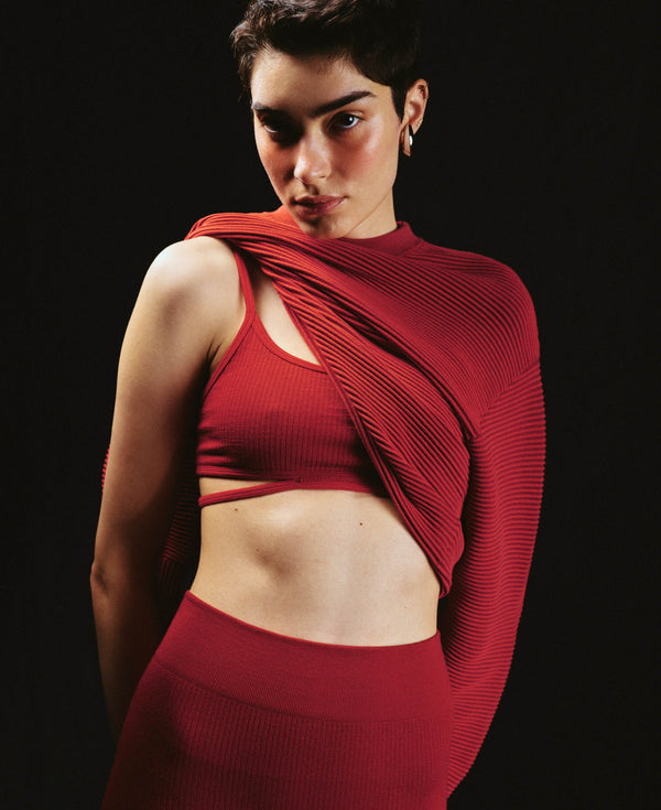 Nagnata CLASSIC WOOL RIB LEGGING CRIMSON