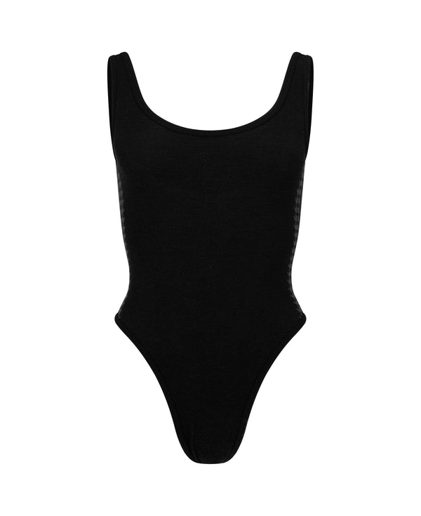 nagnata HOUNDSTOOTH WOOL BODYSUIT BLACK