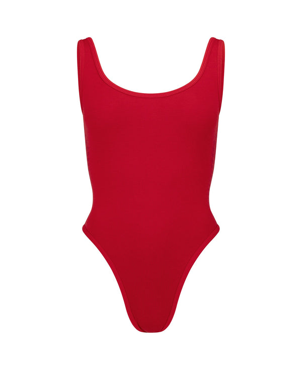 nagnata HOUNDSTOOTH WOOL BODYSUIT CRIMSON