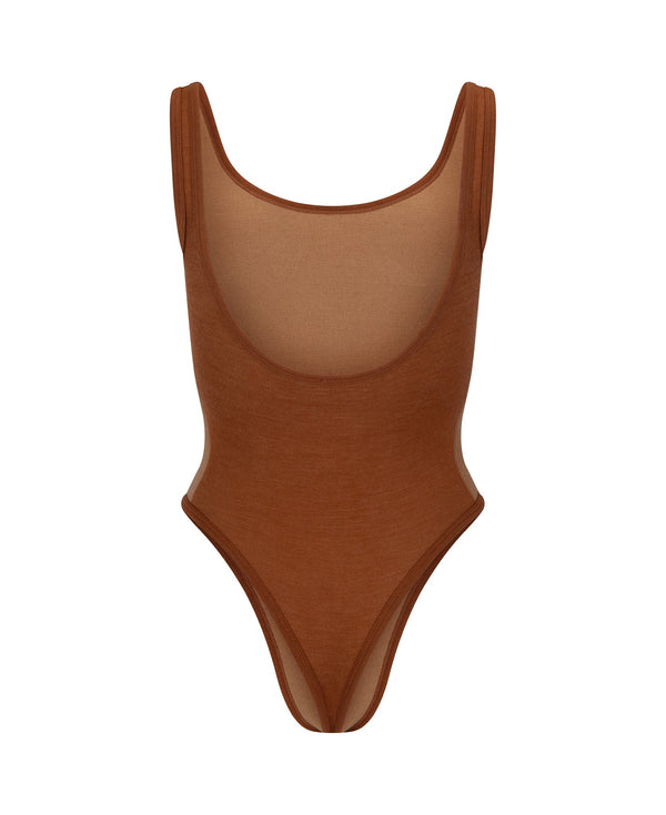 Nagnata HOUNDSTOOTH WOOL BODYSUIT SPICE