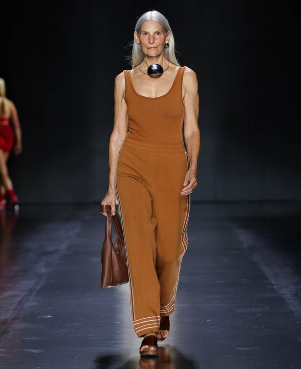 Nagnata HOUNDSTOOTH WOOL BODYSUIT SPICE