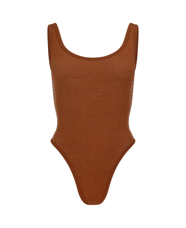 nagnata HOUNDSTOOTH WOOL BODYSUIT SPICE