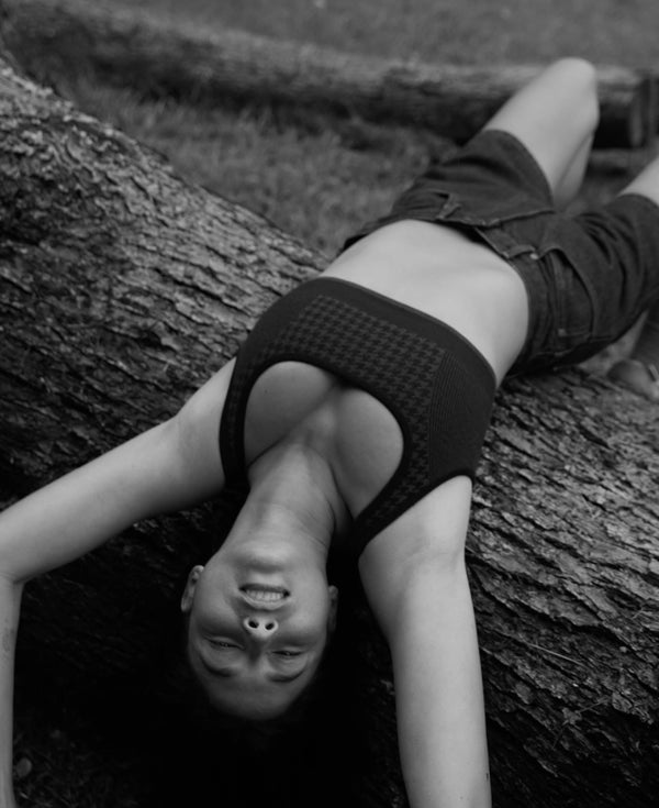 Nagnata HOUNDSTOOTH WOOL BRALET BLACK