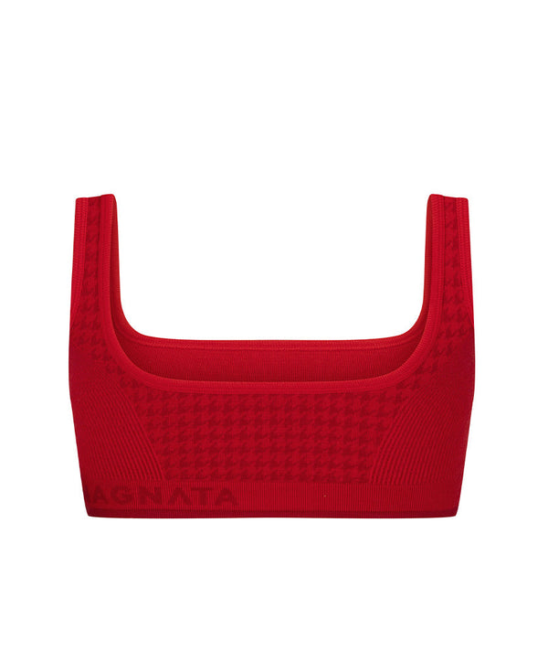 Nagnata HOUNDSTOOTH WOOL BRALET CRIMSON
