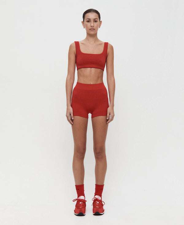 Nagnata HOUNDSTOOTH WOOL BRALET CRIMSON