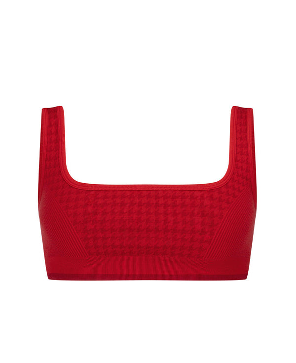 nagnata HOUNDSTOOTH WOOL BRALET CRIMSON