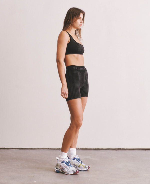 Nagnata HOUNDSTOOTH WOOL MINI SHORT BLACK