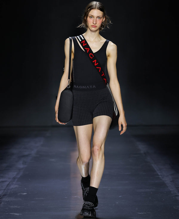 Nagnata HOUNDSTOOTH WOOL MINI SHORT BLACK