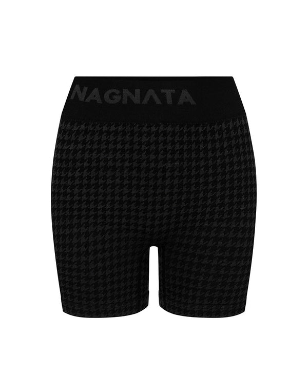 nagnata HOUNDSTOOTH WOOL MINI SHORT BLACK