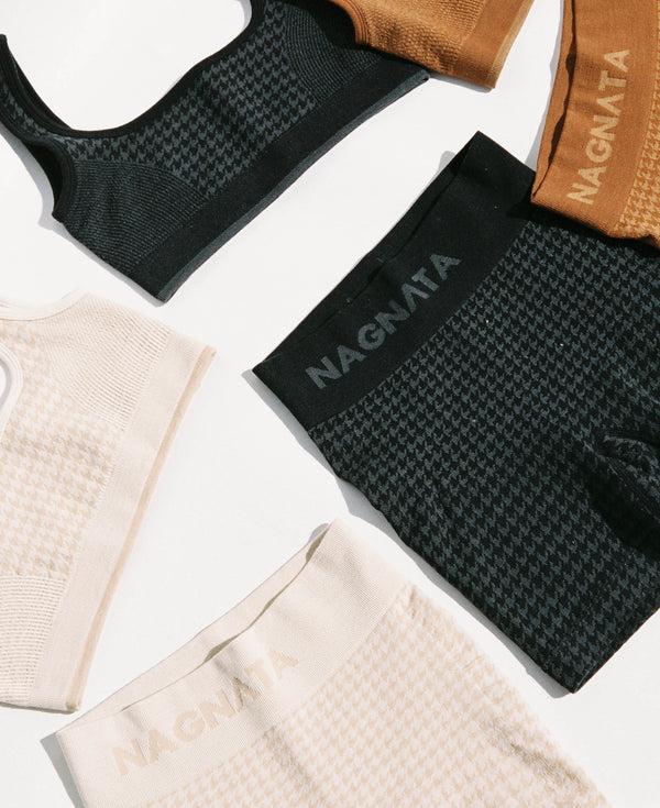 Nagnata HOUNDSTOOTH WOOL MINI SHORT BONE WHITE