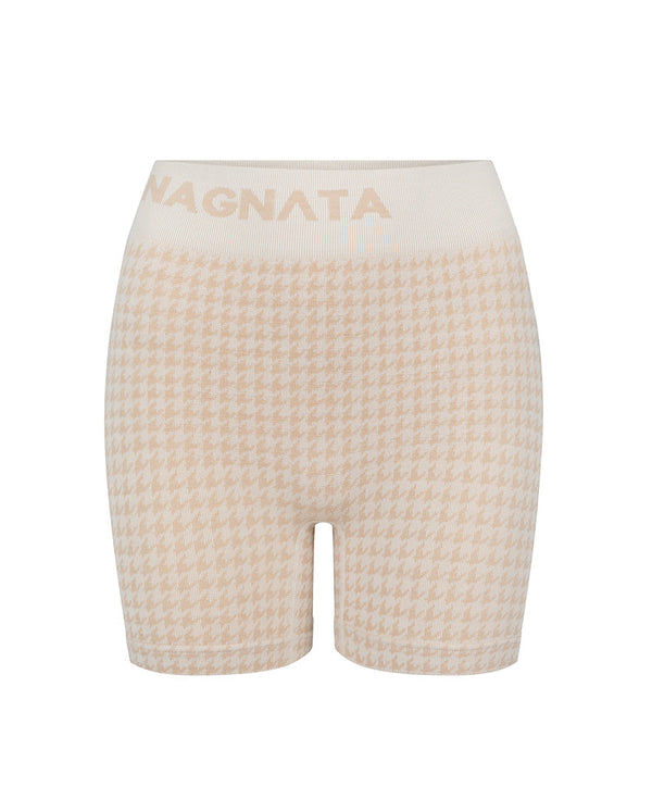 nagnata HOUNDSTOOTH WOOL MINI SHORT BONE WHITE