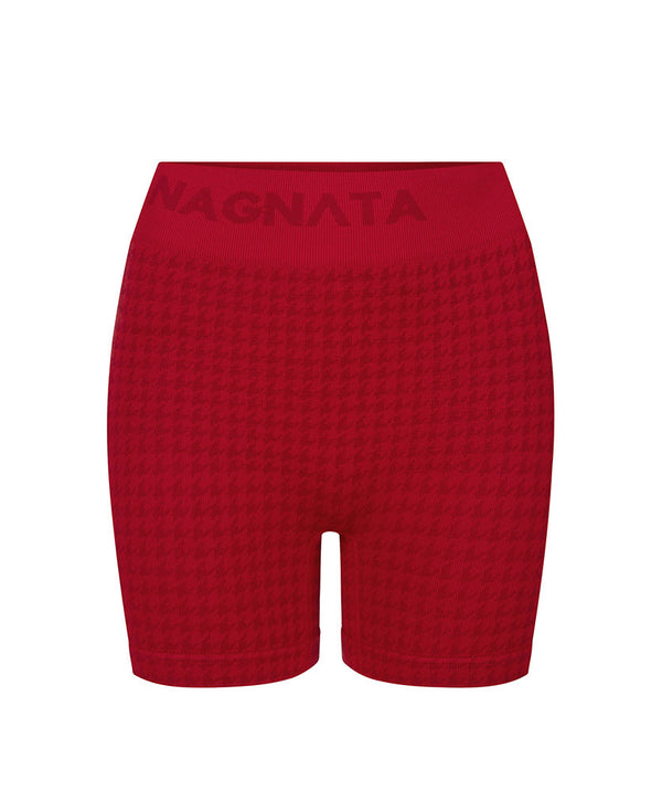 nagnata HOUNDSTOOTH WOOL MINI SHORT CRIMSON