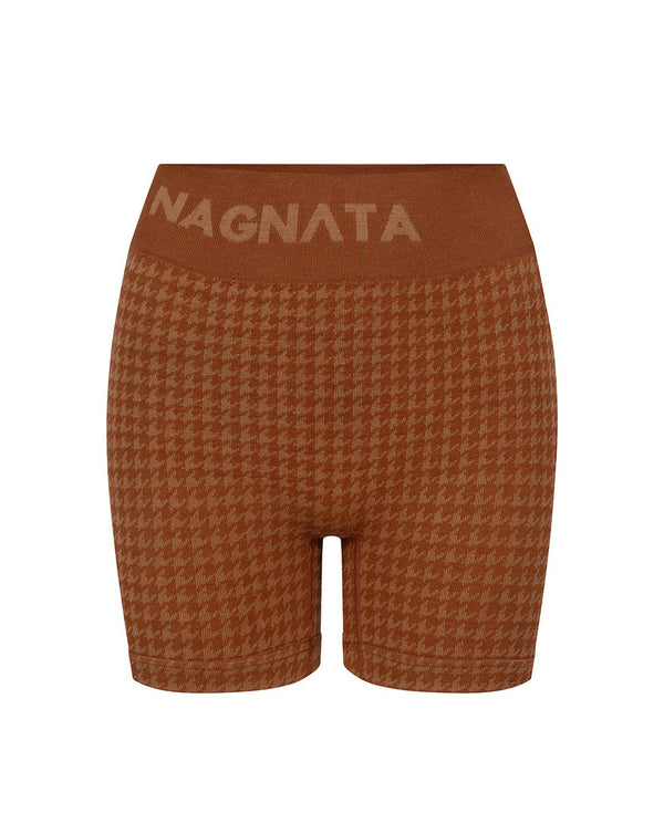 nagnata HOUNDSTOOTH WOOL MINI SHORT SPICE