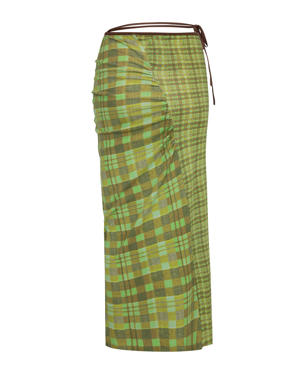 Nagnata ISOLA CHECK WRAP SKIRT MATCHA