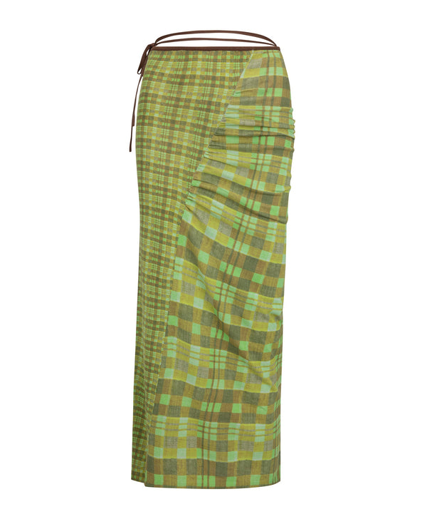 nagnata ISOLA CHECK WRAP SKIRT MATCHA