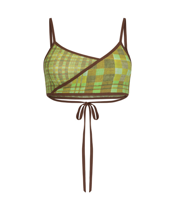 nagnata ISOLA CHECK WRAP TOP MATCHA